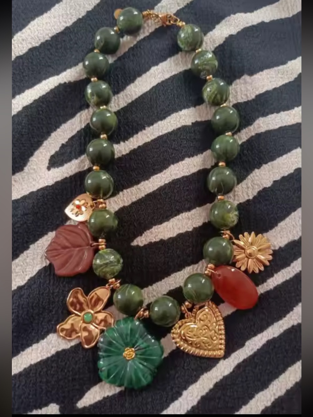 Italian Garden Hazel Green Beaded Gold Necklace - Picture 13 of 16